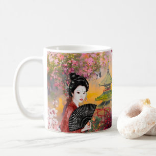 Japanse scène met een vrouw koffiemok