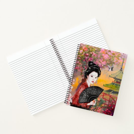 Japanse scène met een vrouw notitieboek (Binnen)