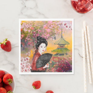 Japanse scène met een vrouw servet