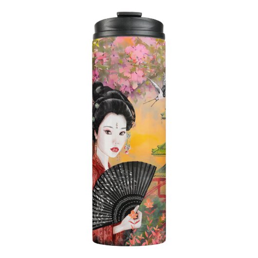 Japanse scène met een vrouw thermosbeker (Voorkant)