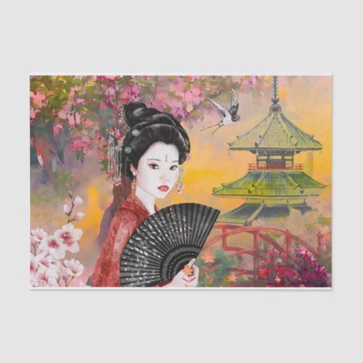 Japanse scène met een vrouw tissuepapier (Voorkant)