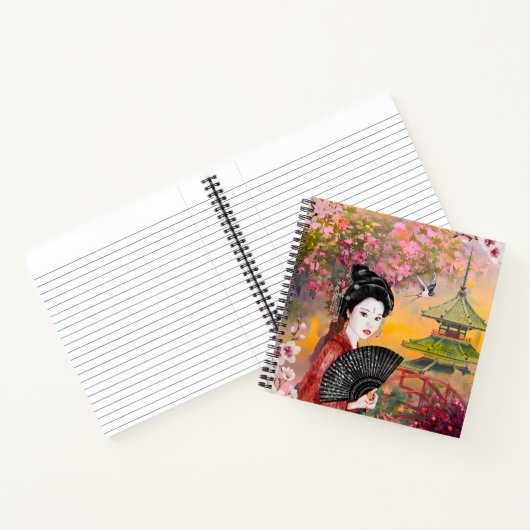 Japanse scène met een vrouwelijk Notitieboek (Binnen)