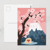 Japanse scène met sneeuwaap en de berg Fuji Briefkaart (Voorkant / Achterkant)