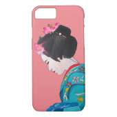 Japanse schattige Geisha-kunst met kersenbloesem Case-Mate iPhone Case (Achterkant)