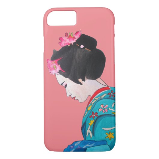 Japanse schattige Geisha-kunst met kersenbloesem Case-Mate iPhone Case (Achterkant)