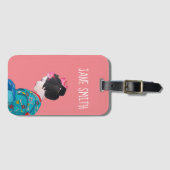 Japanse schattige Geisha met aanpasbare naam Bagagelabel (Voorkant (horizontaal))