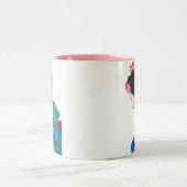 Japanse schattige Geisha met kersenbloesem Tweekleurige Koffiemok (Center)