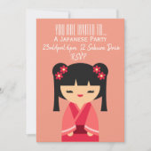 Japanse schattige roze met de naam Japan party Kaart (Voorkant)