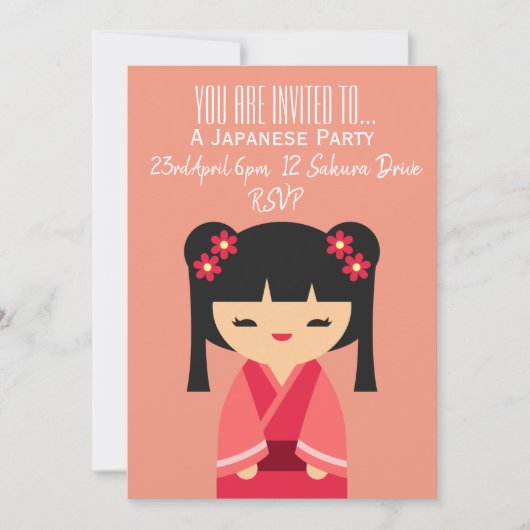 Japanse schattige roze met de naam Japan party Kaart (Voorkant)