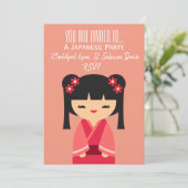 Japanse schattige roze met de naam Japan party Kaart (Staand voorkant)