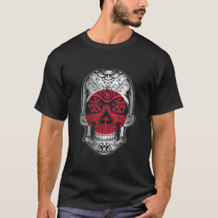 Japanse schedel en Rozen vlag T-shirt