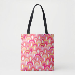 Japanse schelpen naadloos patroon, kleurrijke rege tote bag