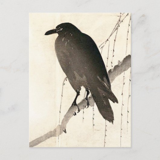 Japanse schets van een raven briefkaart (Voorkant)