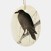 Japanse schets van een raven keramisch ornament (Achterkant)