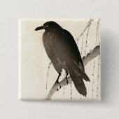 Japanse schets van een raven vierkante button 5,1 cm (Voorkant)