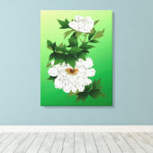  Japanse schets van grote witte pony Canvas Afdruk (Insitu (Houten vloer))