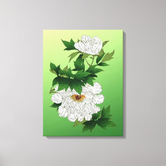  Japanse schets van grote witte pony Canvas Afdruk (Voorkant)