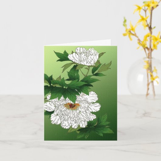  Japanse schets van grote witte pony Kaart (Gele Bloem)