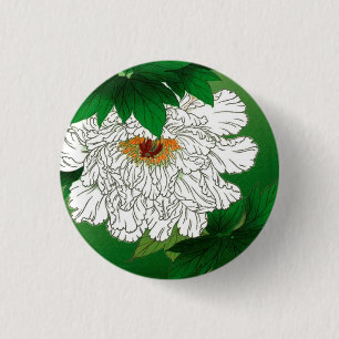Japanse schets van grote witte pony Ronde Button 3,2 Cm