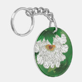 Japanse schets van grote witte pony Sleutelhanger (Voorkant Links)