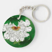 Japanse schets van grote witte pony Sleutelhanger (Achterkant)