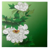 Japanse schets van grote witte pony Tegeltje (Voorkant)