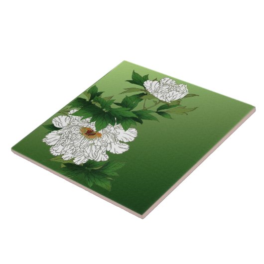 Japanse schets van grote witte pony Tegeltje (Zijkant)