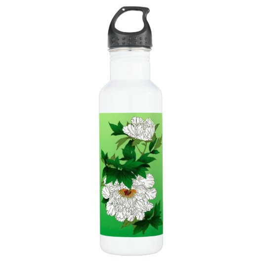  Japanse schets van grote witte pony Waterfles (Voorkant)