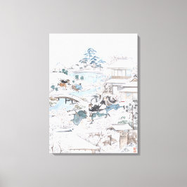 Japanse schilderij van de 47 Ronin vechtende Samur Canvas Afdruk