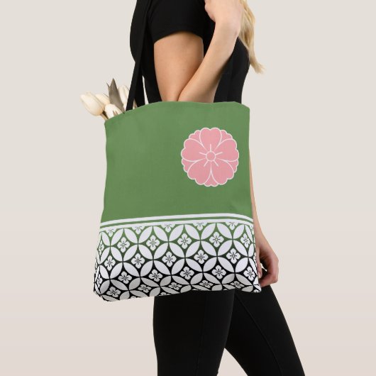 Japanse Schip en Sakura Crest Tote Bag (Dichtbij)