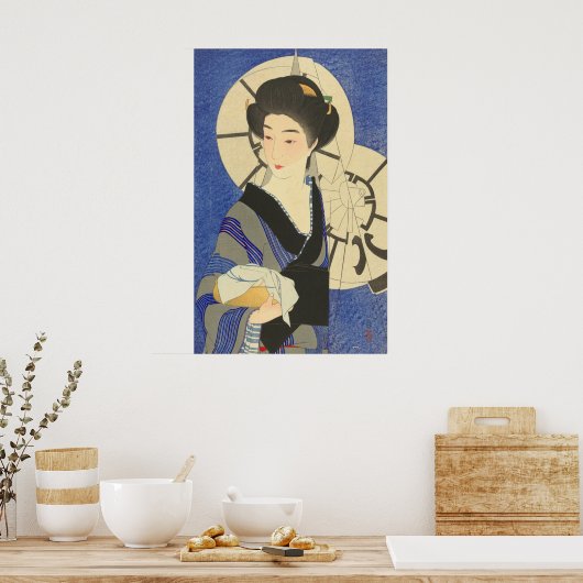 Japanse schoonheid bij het bathouse poster (Keuken)