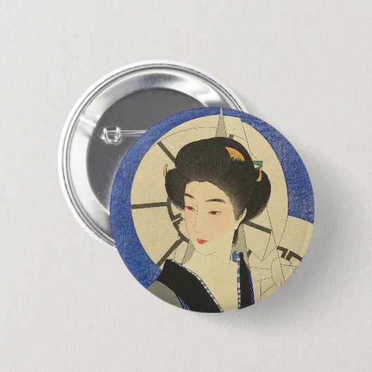 Japanse schoonheid bij het bathouse ronde button 5,7 cm (Voorkant /achterkant)