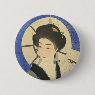 Japanse schoonheid bij het bathouse ronde button 5,7 cm