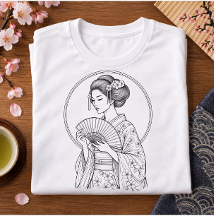 Japanse schoonheid met opvouwbare waaier Tri-Blend shirt