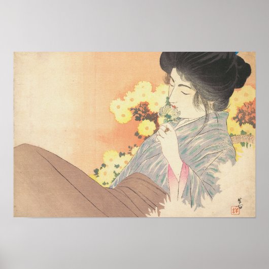 Japanse schoonheid met tattoo van bloem geisha mai poster (Voorkant)