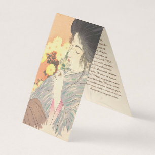 Japanse schoonheid met tattoo van bloem geisha mai visitekaartje