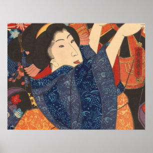 Japanse schoonheidstoelen kleurrijke kleding poster