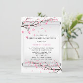 Japanse Scroll Cherry Blossom Bridesmaids Lunch Kaart (Staand voorkant)