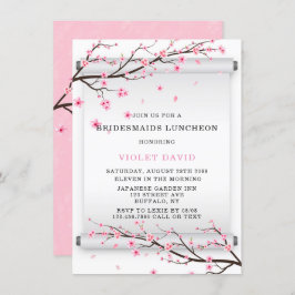 Japanse Scroll Cherry Blossom Bridesmaids Lunch Kaart