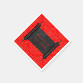 Japanse Scroll Rood Zwart Damast Wedding Servet (Hoek)