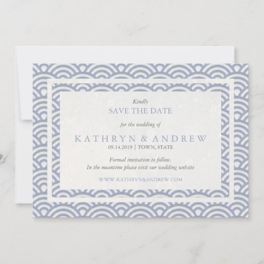 Japanse Seigaiha bespaart de datum zonder foto Save The Date (Voorkant)