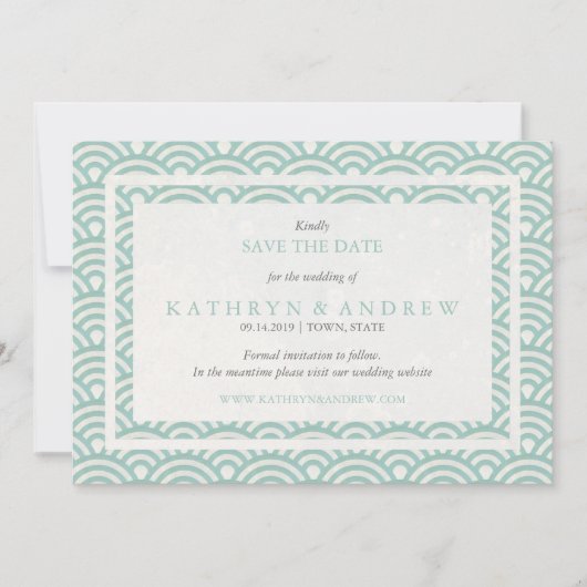 Japanse Seigaiha bespaart de datum zonder foto Save The Date (Voorkant)