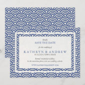 Japanse Seigaiha bespaart de datum zonder foto Save The Date (Voorkant / Achterkant)