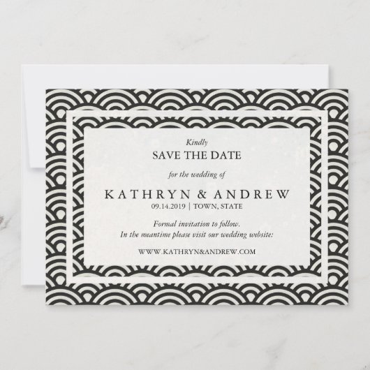 Japanse Seigaiha bespaart de datum zonder foto Save The Date (Voorkant)