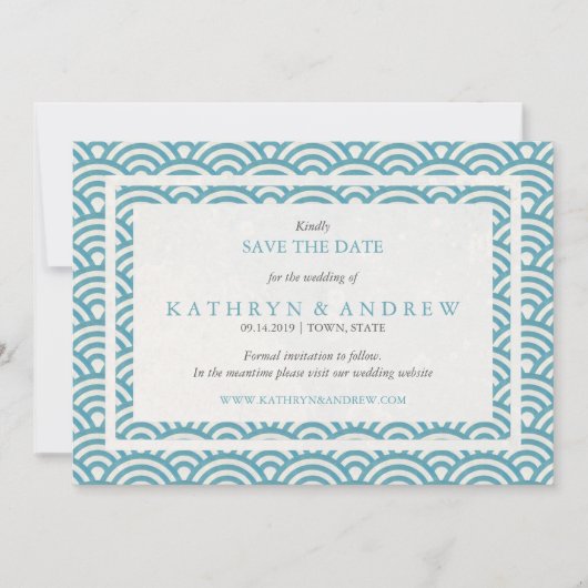 Japanse Seigaiha bespaart de datum zonder foto Save The Date (Voorkant)