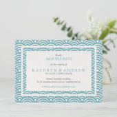 Japanse Seigaiha bespaart de datum zonder foto Save The Date (Staand voorkant)