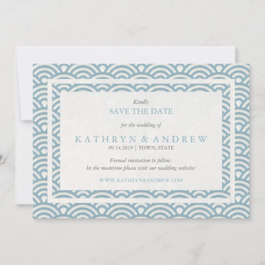 Japanse Seigaiha bespaart de datum zonder foto Save The Date (Voorkant)