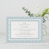 Japanse Seigaiha bespaart de datum zonder foto Save The Date (Staand voorkant)