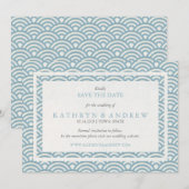 Japanse Seigaiha bespaart de datum zonder foto Save The Date (Voorkant / Achterkant)