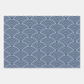Japanse Seigaiha-golf | marineblauw Inpakpapier Vel (Voorkant)